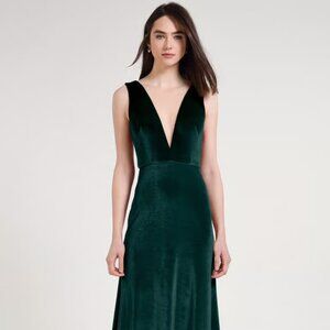 Jenny Yoo Logan Velvet Dress in Emerald, Size 6